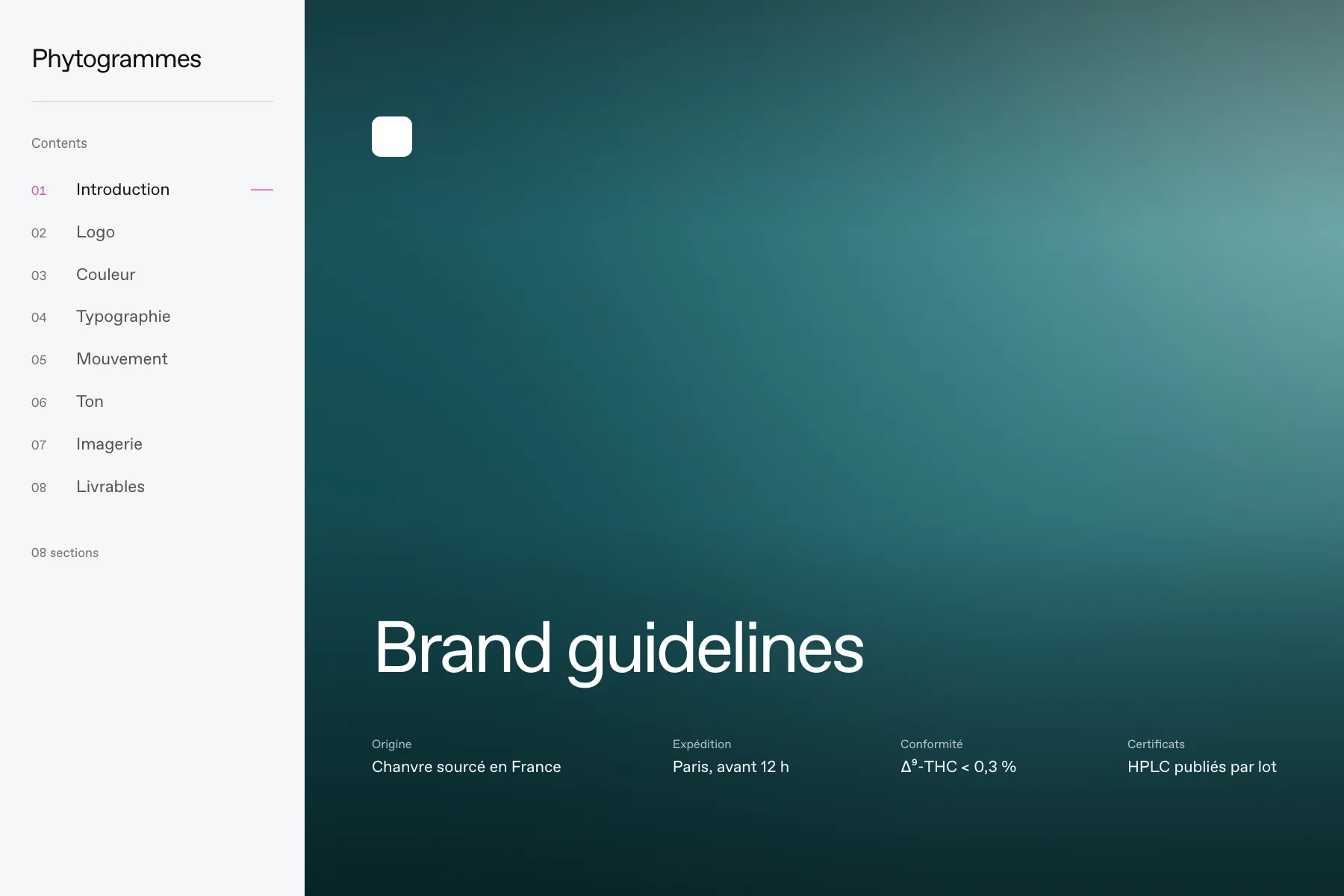The Phytogrammes brand guideline, published as a website