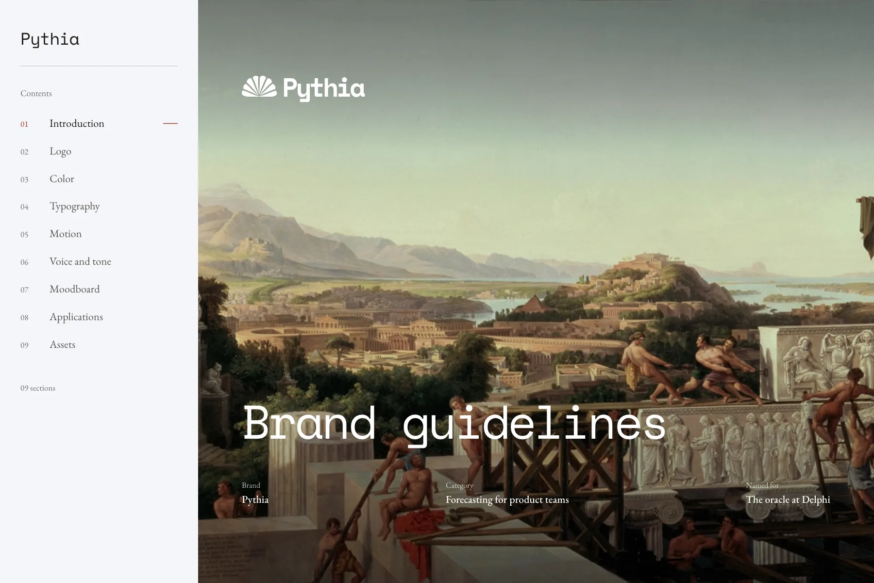 The Pythia brand guideline, published as a website