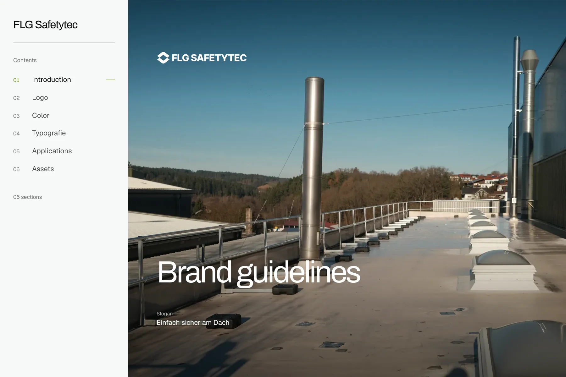 The FLG Safetytec brand guideline, published as a website