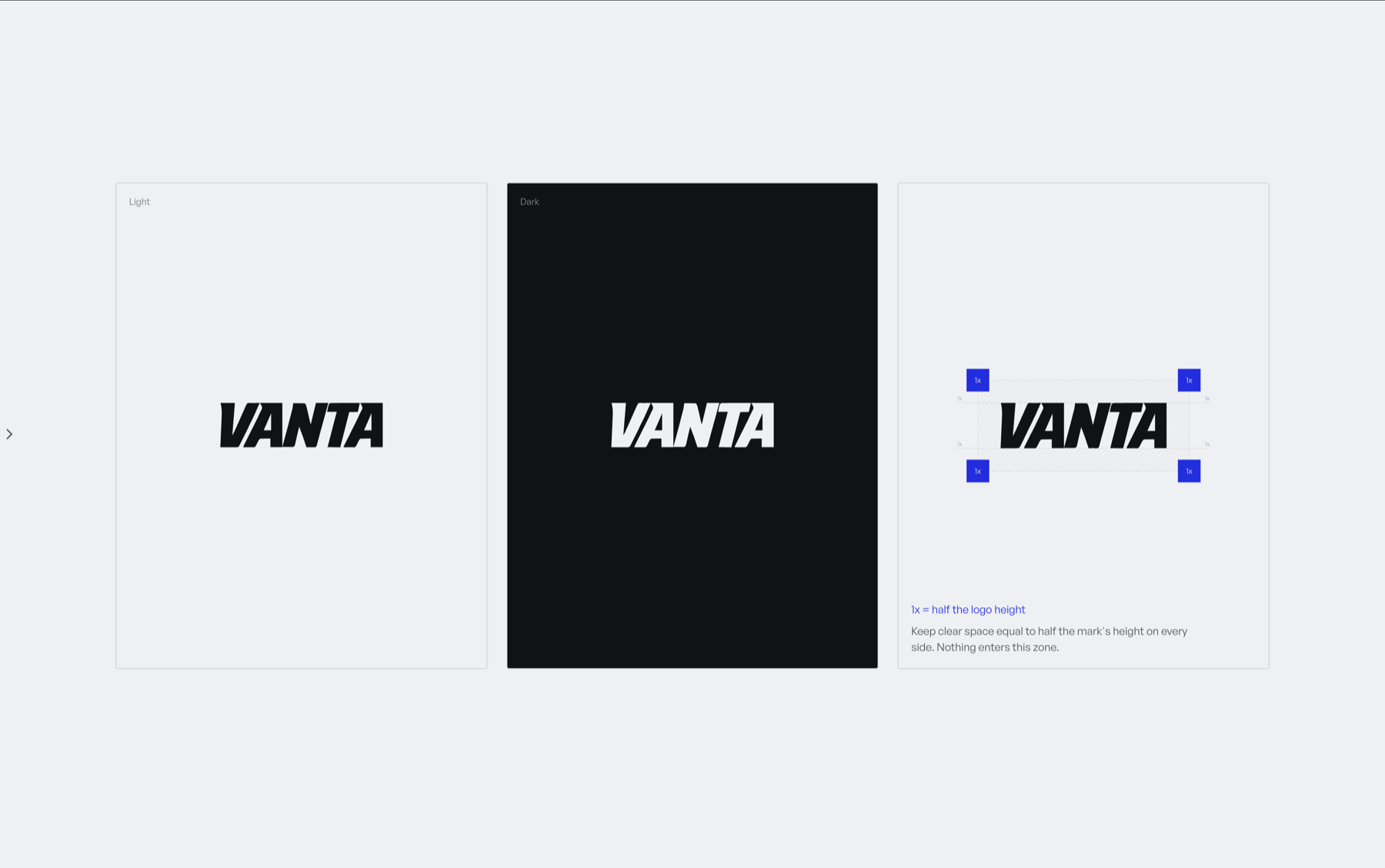 VANTA's logo section on the live guideline